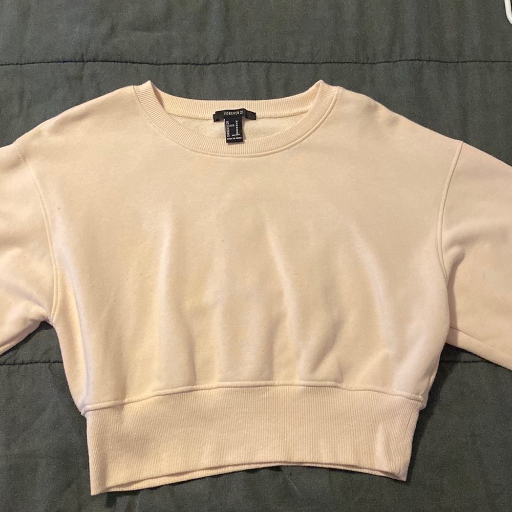 Light pink crop tops sweatshirt